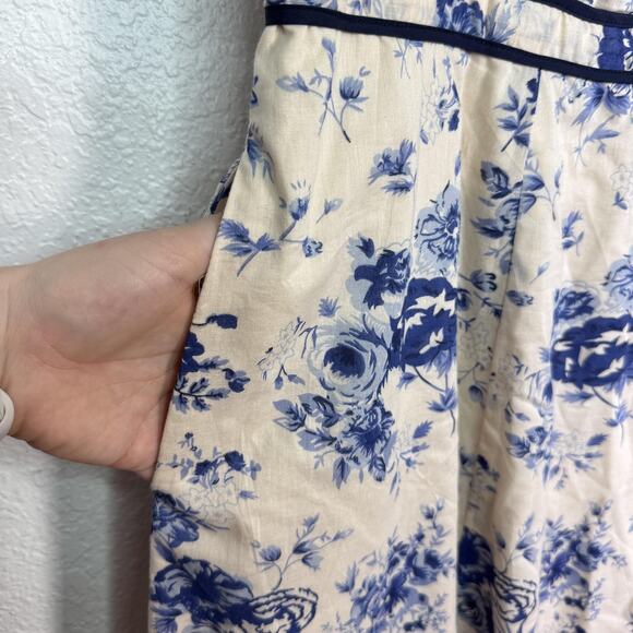 eShakti Dress Womens 3X Blue Floral Fit Flare Cottagecore Romantic Pockets Plus - Picture 7 of 13